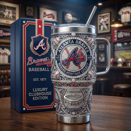 Atlanta Braves 40oz Tumbler with Lid and Straw