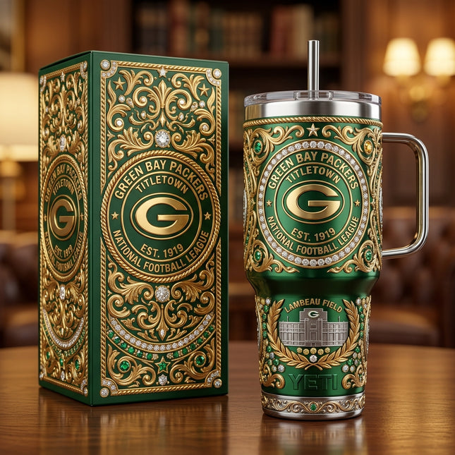 Green Bay Packers 40oz Tumbler with Lid and Straw