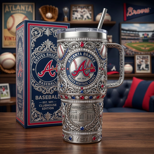 Atlanta Braves 40oz Tumbler with Lid and Straw