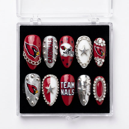 St. Louis Cardinals Handmade Press On Nails | Reusable 3D Nail Set