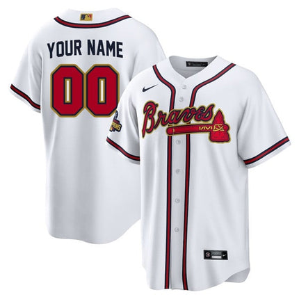 Atlanta Braves Custom Gold Trim 2022 World Champions Jersey – All Stitched