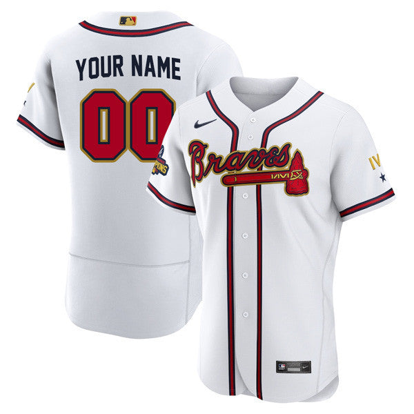 Atlanta Braves Custom Gold Trim 2022 World Champions Jersey – All Stitched