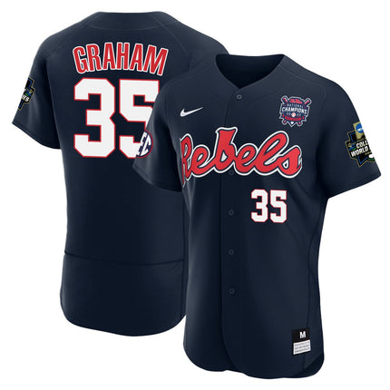 Men's Ole Miss Baseball Champion Patch Flex Base Jersey 2022 – All Stitched