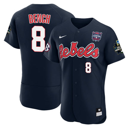 Men's Ole Miss Baseball Champion Patch Flex Base Jersey 2022 – All Stitched