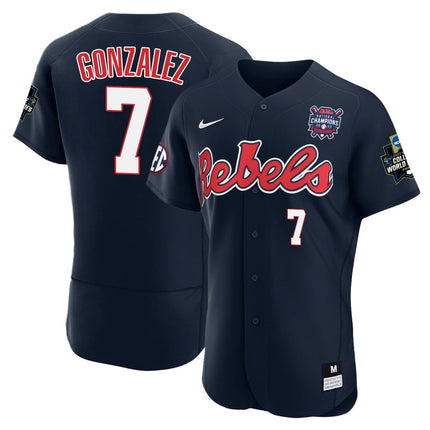 Men's Ole Miss Baseball Champion Patch Flex Base Jersey 2022 – All Stitched