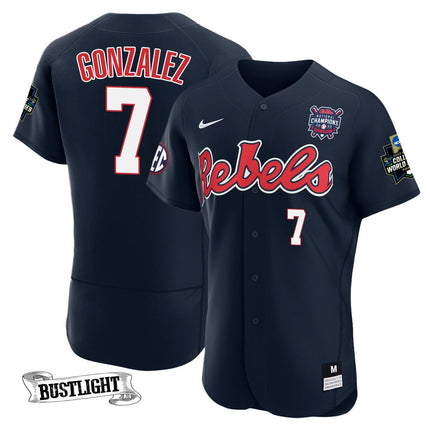 Youth's Ole Miss Baseball Champion Patch Flex Base Jersey 2022 – All Stitched