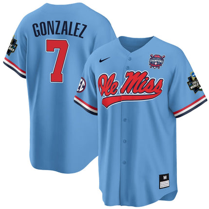 Men's Ole Miss Baseball Champion Patch Cool Base Jersey 2022 – All Stitched