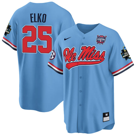 Men's Ole Miss Baseball Champion Patch Cool Base Jersey 2022 – All Stitched