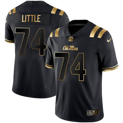 Men’s Ole Miss Rebels Football Black Gold Jersey – All Stitched