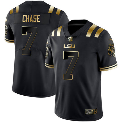 Men’s LSU Tigers Black Gold Jersey – All Stitched