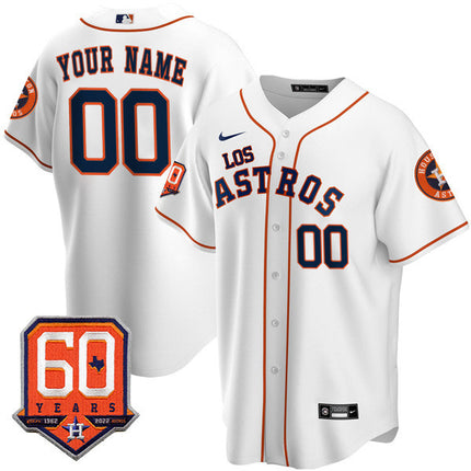Houston Astros “Los Astros” Hispanic Heritage Custom Name and Number Jersey 60th Anniversary Patch – All Stitched