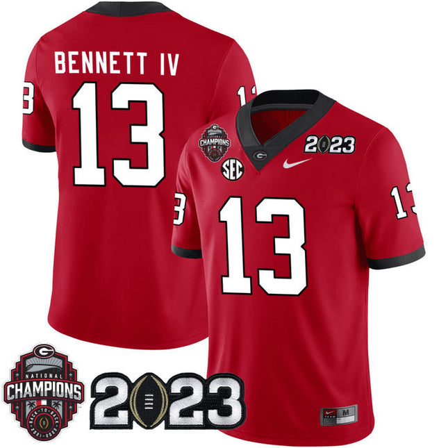 Men’s Georgia Bulldogs Players 2023 CFP National Champions Patch Jersey – All Stitched