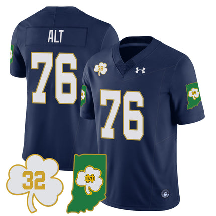 Men?s Notre Dame Fighting Irish Football Stitched Jersey ? Indiana Map