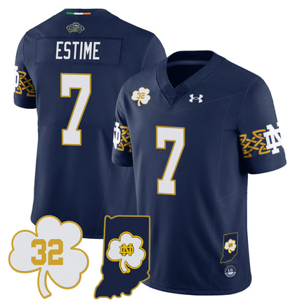 Men?s Notre Dame Fighting Irish Football Stitched Jersey ? Indiana Map