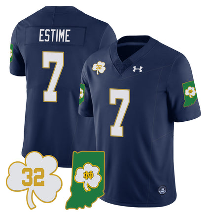 Men?s Notre Dame Fighting Irish Football Stitched Jersey ? Indiana Map