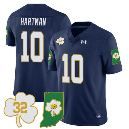 Men?s Notre Dame Fighting Irish Football Stitched Jersey ? Indiana Map