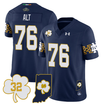Men?s Notre Dame Fighting Irish Football Stitched Jersey ? Indiana Map