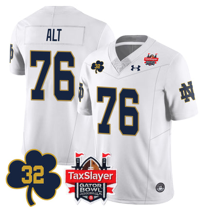 Men's Notre Dame Football Johnny Lujack Patch 2023 Gator Bowl Jersey - All Stitched