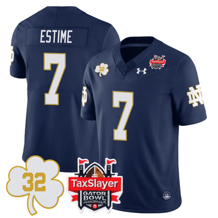 Men's Notre Dame Football Johnny Lujack Patch 2023 Gator Bowl Jersey - All Stitched