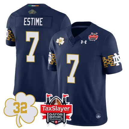 Men's Notre Dame Football Johnny Lujack Patch 2023 Gator Bowl Jersey - All Stitched