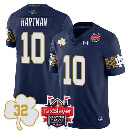 Men's Notre Dame Football Johnny Lujack Patch 2023 Gator Bowl Jersey - All Stitched