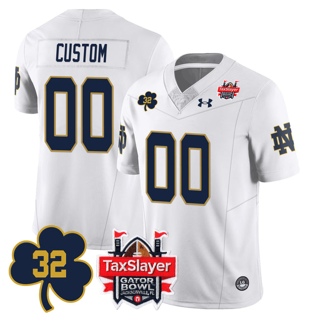 Custom Notre Dame Football TaxSlayer Gator Bowl Jersey - Johnny Lujack Patch