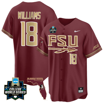 Men's Florida State Seminoles 2024 College World Series Vapor Premier Limited Jersey V2 - All Stitched