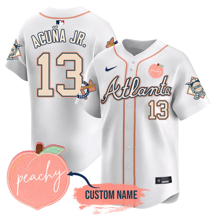Men's Personalized Braves 2024 "Peach Fuzz" Jersey - All Stitched