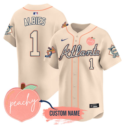Men's Personalized Braves 2024 "Peach Fuzz" Jersey - All Stitched
