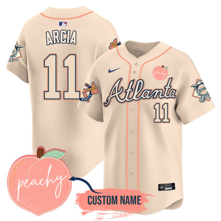 Men's Personalized Braves 2024 "Peach Fuzz" Jersey - All Stitched