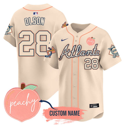 Men's Personalized Braves 2024 "Peach Fuzz" Jersey - All Stitched