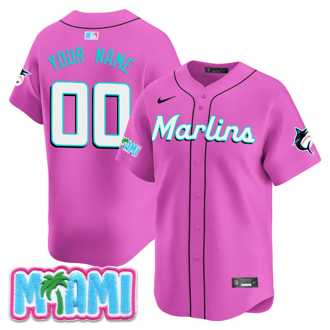 Custom Name/Gender Miami Marlins Vice City Jersey - All Stitched
