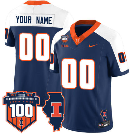 Custom Name/Gender Illinois Football Throwback Jersey - All Stitched
