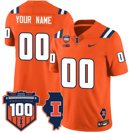 Custom Name/Gender Illinois Football Throwback Jersey - All Stitched