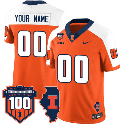Custom Name/Gender Illinois Football Throwback Jersey - All Stitched