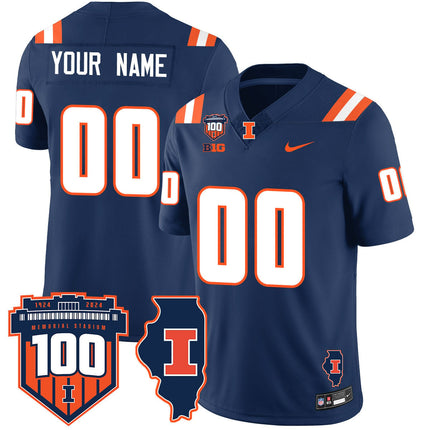 Custom Name/Gender Illinois Football Throwback Jersey - All Stitched