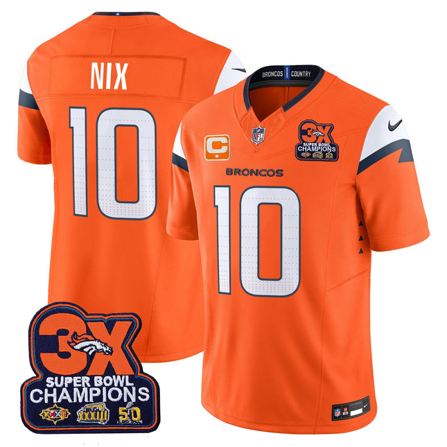 Men's Denver Broncos 3-Time Champions Patch Vapor Limited Jersey - All Stitched