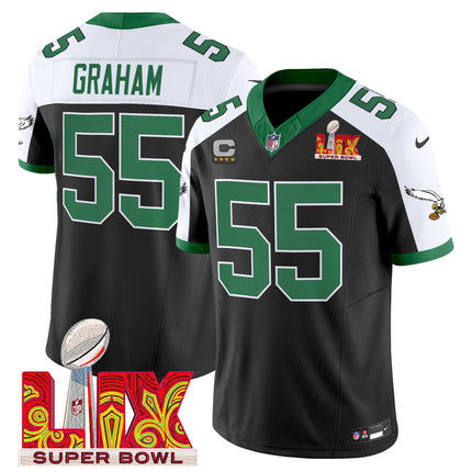 Men's Philadelphia Eagles Kelly Green Super Bowl LIX Patch Vapor Limited Jersey - All Stitched
