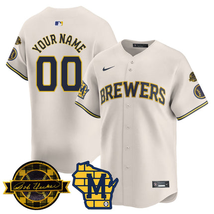 Custom Name/Number Milwaukee Brewers 2025 Limited Jersey - Bob Uecker Patch - All Stitched