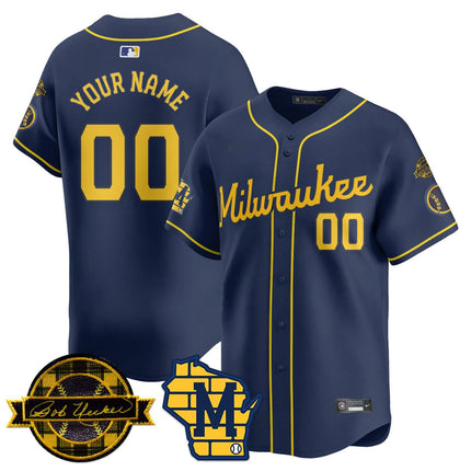 Custom Name/Number Milwaukee Brewers 2025 Limited Jersey - Bob Uecker Patch - All Stitched
