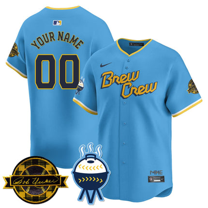 Custom Name/Number Milwaukee Brewers 2025 Limited Jersey - Bob Uecker Patch - All Stitched