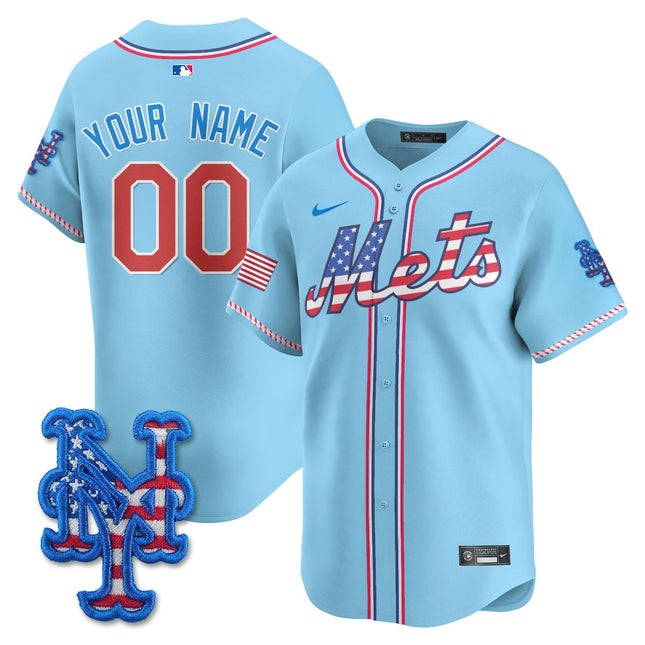 New York Mets 2025 Fourth of July Custom Jersey - All Stitched