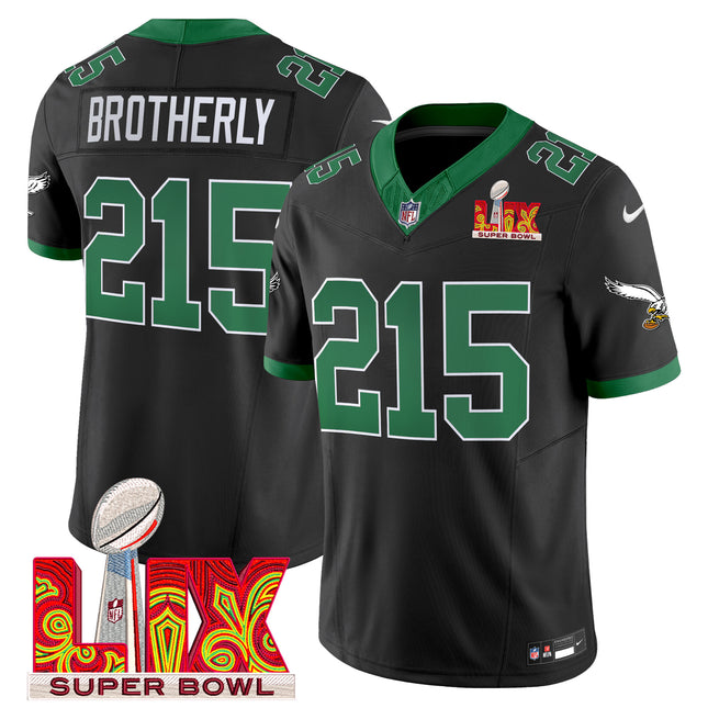 Men's Philadelphia Eagles Kelly Green Super Bowl LIX Patch Vapor Limited Jersey - All Stitched