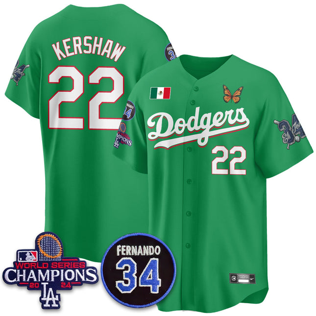 Los Angeles Dodgers Mexican "For 34" Custom Jersey - All Stitched