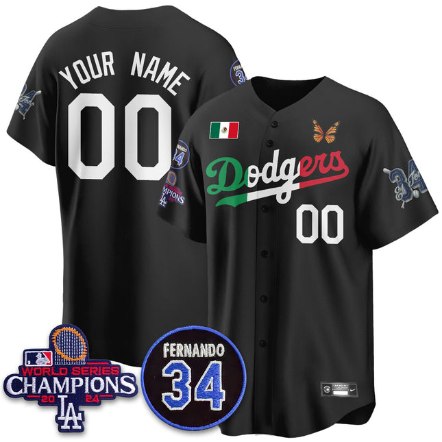Los Angeles Dodgers Mexican "For 34" Custom Jersey - All Stitched