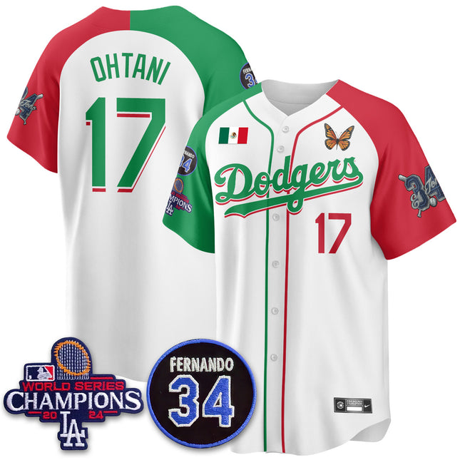 Los Angeles Dodgers Mexican "For 34" Custom Jersey - All Stitched