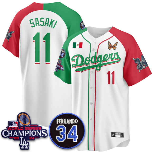 Los Angeles Dodgers Mexican "For 34" Custom Jersey - All Stitched