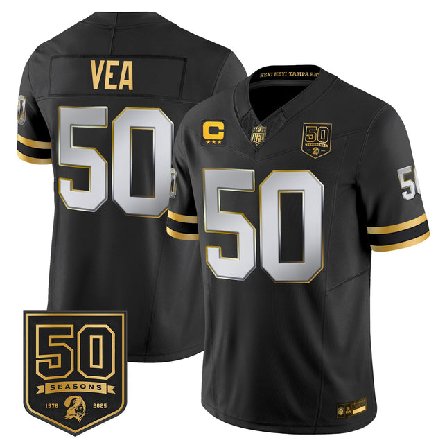 Men's Tampa Bay Buccaneers Throwback 50th Season Patch Gold Vapor Limited Jersey - All Stitched