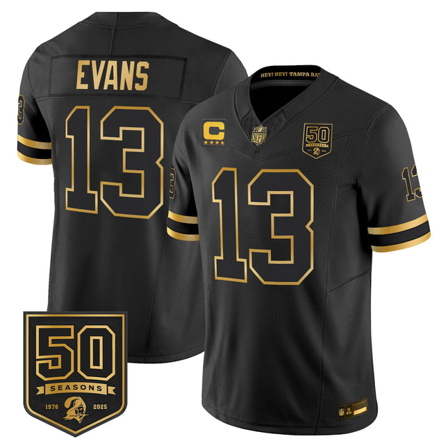 Men's Tampa Bay Buccaneers Throwback 50th Season Patch Gold Vapor Limited Jersey - All Stitched