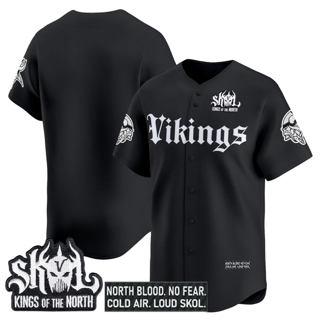Men's Minnesota Vikings 'Gothic Norseblood Edition' Vapor Baseball Jersey - All Stitched